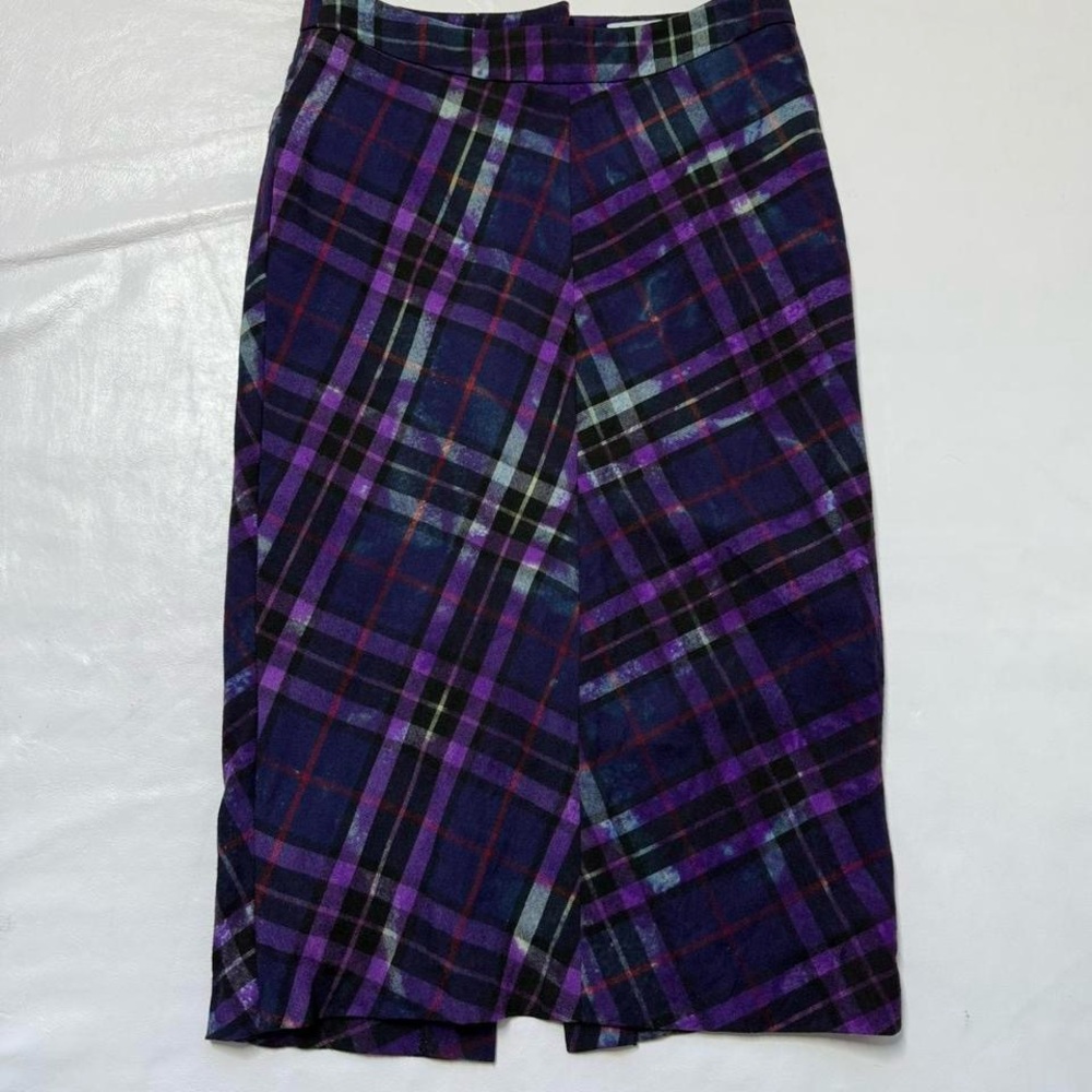 Clements Ribiero bleached detail plaid pencil skirt